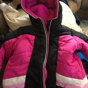 Pink and black winter coat